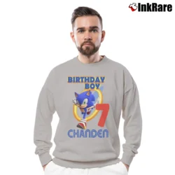 Men’s Sonic The Hedgehog Birthday Party Crewneck Sweatshirt in sport grey | Cozy Fabric, Clean Style