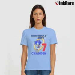 Women’s Sonic The Hedgehog Birthday Party Signature T-Shirt in light blue | Soft, Flattering Fit
