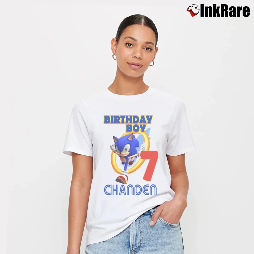 Women’s Sonic The Hedgehog Birthday Party Signature T-Shirt in white | Soft, Flattering Fit
