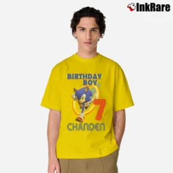 Men’s Sonic The Hedgehog Birthday Party Classic T-Shirt in yellow | Soft, Breathable Everyday Wear