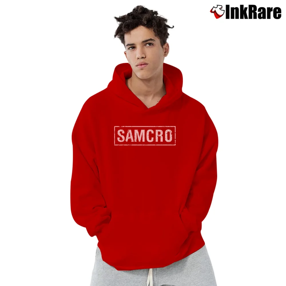Men’s Sons Of Anarchy Samcro Graphic Pullover Hoodie in red | Cozy, Durable, Modern Fit
