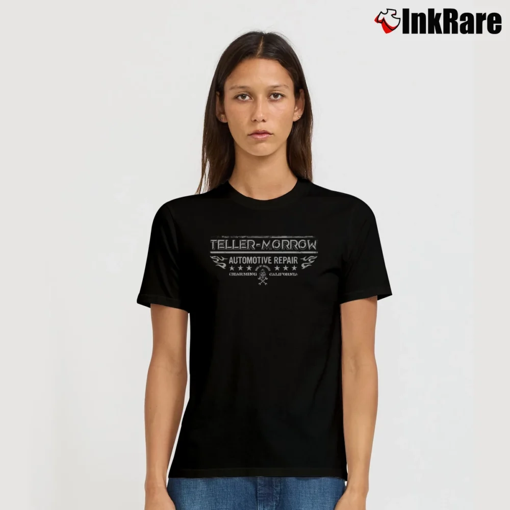 Women’s Sons Of Anarchy Teller Morrow Repair Signature T-Shirt in black | Soft, Flattering Fit