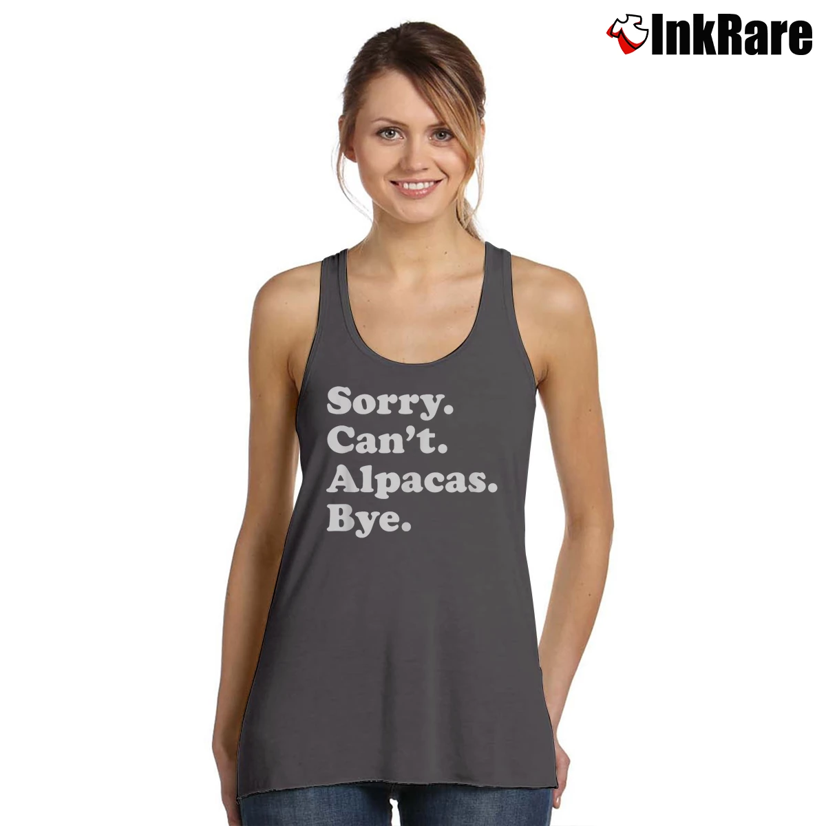 Women’s Sorry Can't Alpacas Bye Tank Top in charcoal | Lightweight, Movement-Friendly
