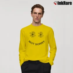 Men’s Sorry Not Sorry Slogan Statement Long-Sleeve Shirt in yellow | Sleek, Lightweight, Year-Round Wear