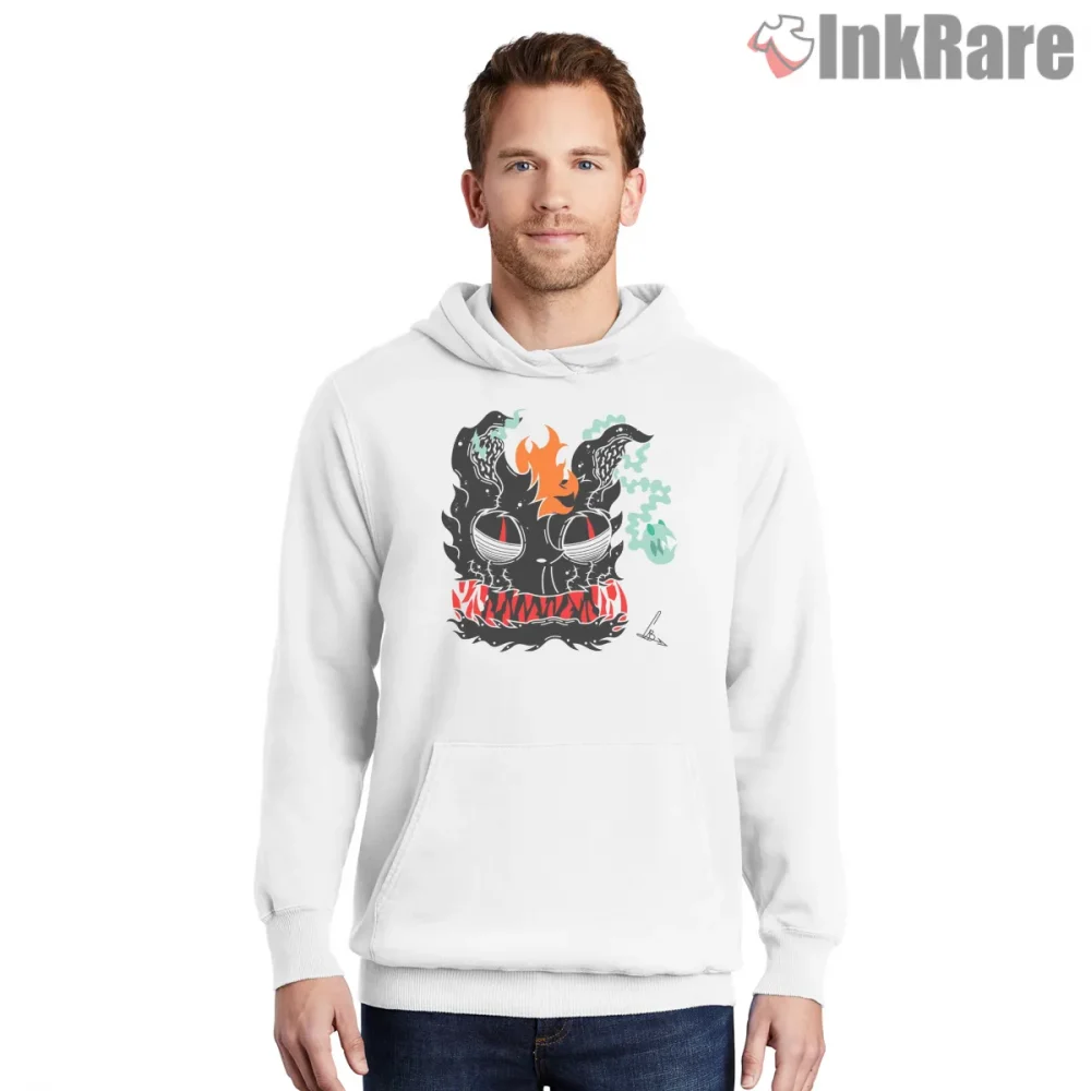 Soul Eater Dark Madness Demon Face Graphic Shirt on white hoodie for men graphic tee