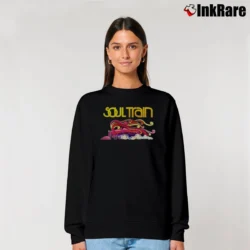 Women’s Soul Train Retro Graphic Relaxed Sweatshirt in black | Soft, Laid-Back Vibe