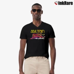 Men’s Soul Train Retro Graphic V-Neck Tee in black | Sharp, Breathable, Everyday Staple