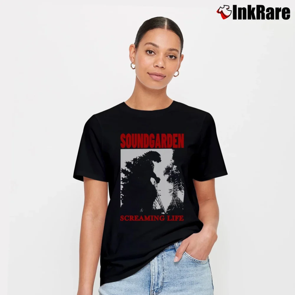 Women’s Soundgarden Godzilla Band Graphic Signature T-Shirt in black | Soft, Flattering Fit