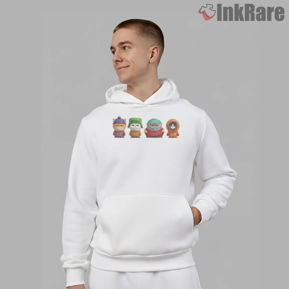 South Park Cats Dressed As Main Characters Hoodie White South Park Cats Dressed As Main Characters Shirt on white hoodie for men graphic tee