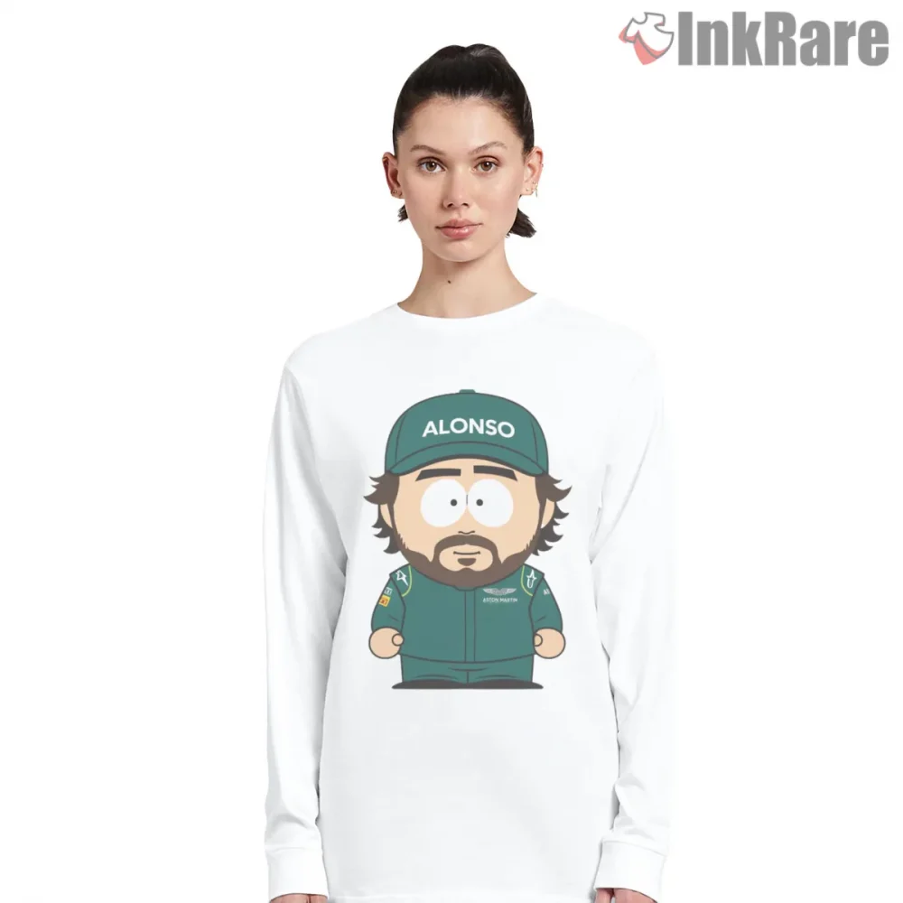 South Park Formula Racing Driver Parody Shirt on white long sleeve shirt for women graphic tee