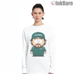 South Park Formula Racing Driver Parody Shirt on white long sleeve shirt for women graphic tee