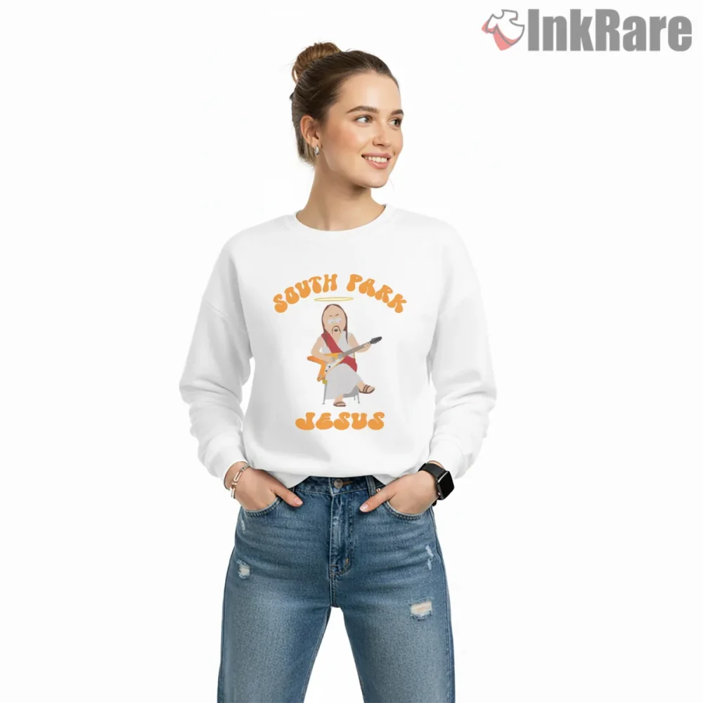 South Park Jesus Guitar Cartoon Shirt on graphic shirt for women graphic tee
