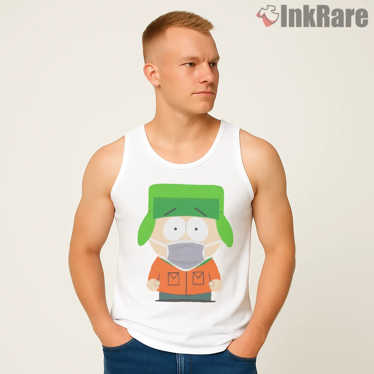 South Park Kyle Broflovski Pandemic Mask Shirt on white tank top for men graphic tee