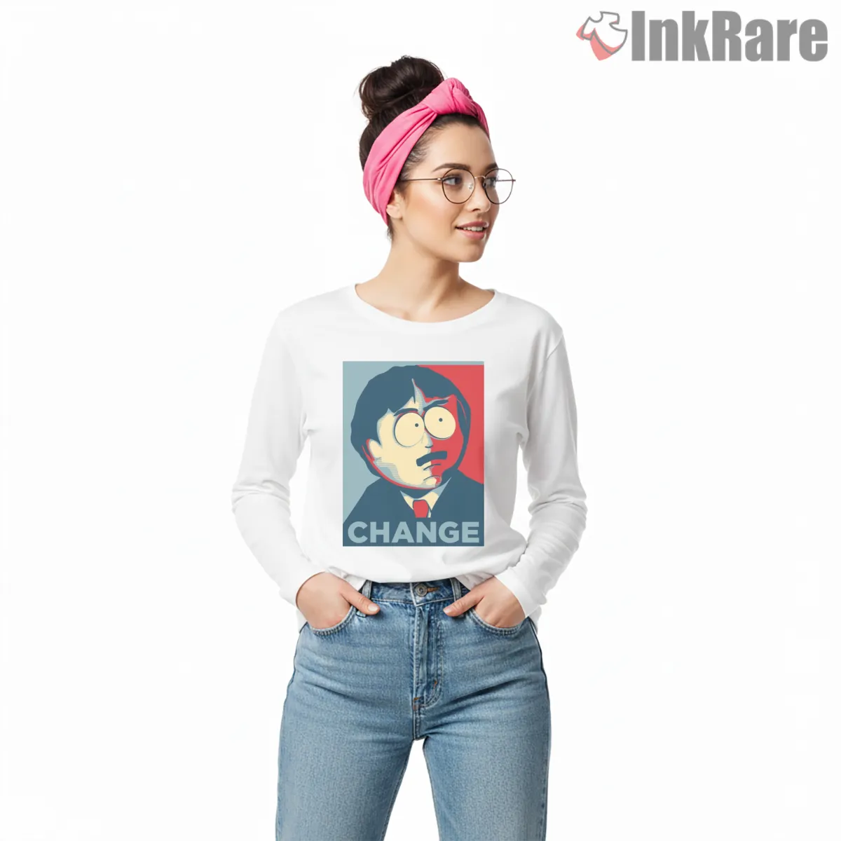 South Park Randy Marsh Change Poster Parody Long Sleeve White South Park Randy Marsh Change Poster Parody Shirt on white long sleeve shirt for women graphic tee