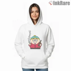 South Park Stoned Eric Cartman Comedy Shirt on white hoodie for women graphic tee
