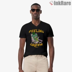 South Park Towelie Feeling Green Vintage Cartoon Shirt on black v-neck shirt for men graphic tee