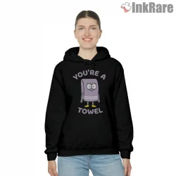 South Park Towelie Youre A Towel Classic Joke Shirt on black hoodie for women graphic tee