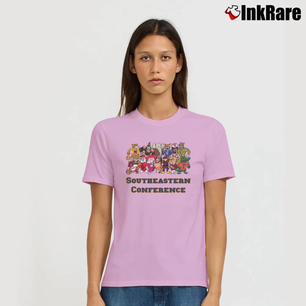 Women’s Southeastern Conference SEC Mascot Style Signature T-Shirt in light pink | Soft, Flattering Fit