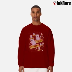 Men’s Space Cat On Hot Dog Long-Sleeve Shirt in maroon | Sleek, Lightweight, Year-Round Wear