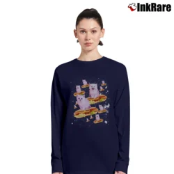 Women’s Space Cat On Hot Dog Long-Sleeve Top in navy | Sleek, Versatile, All-Season