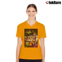 Women’s Space Jam Michael Jordan Bugs Bunny Looney Tunes V-Neck Tee in orange | Chic Neckline, Soft Texture