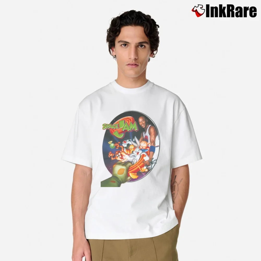 Men’s Space Jam O - neck Cartoon Classic T-Shirt in white | Soft, Breathable Everyday Wear