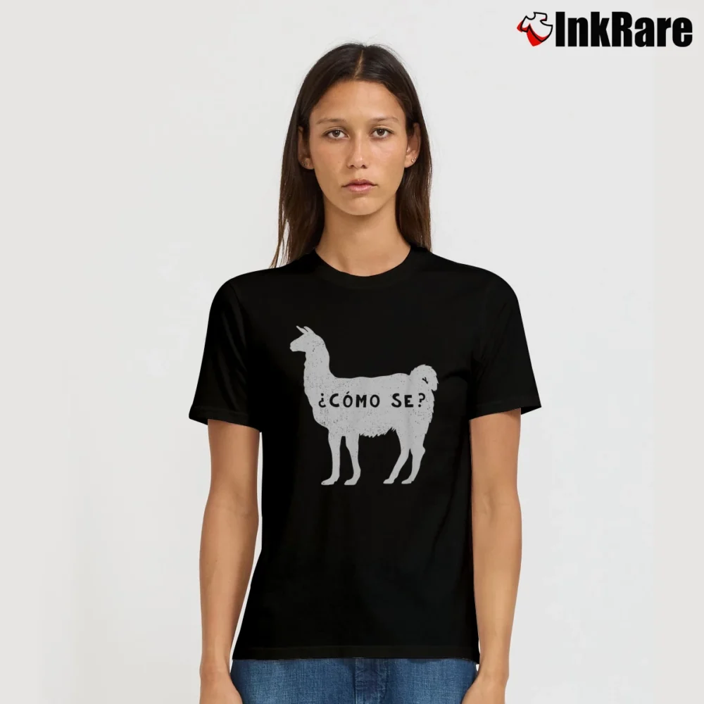 Women’s Spanish Joke Como Se Llama Alpaca T-Shirt in black | Soft, Flattering Fit