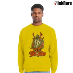 Men’s Spawn Comic Graphic Art Superhero Crewneck Sweatshirt in yellow | Cozy Fabric, Clean Style