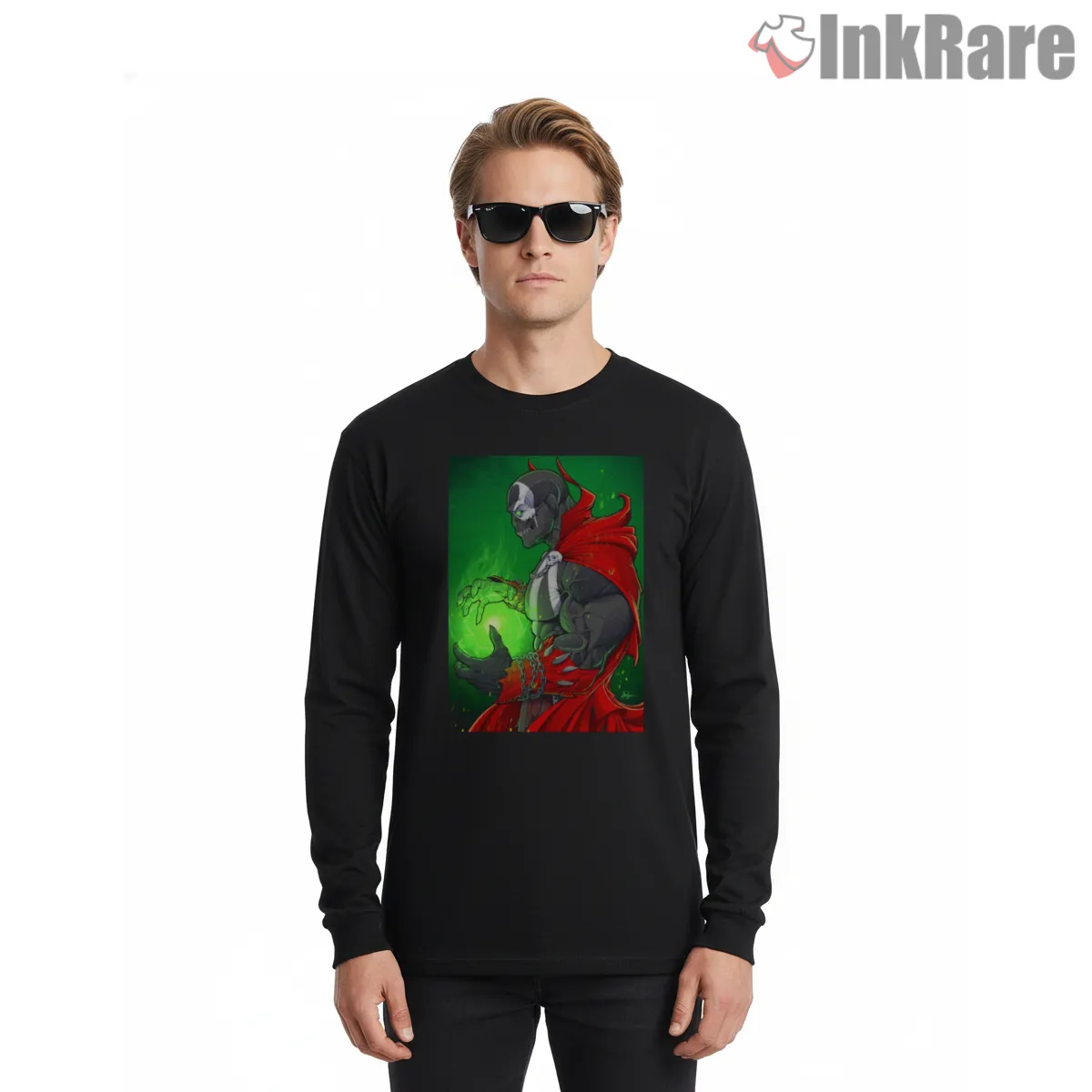 Spawn Mortal Kombat Dark Energy Warrior Shirt on black long sleeve shirt for men graphic tee