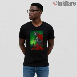 Spawn Mortal Kombat Dark Energy Warrior Shirt on black v-neck shirt for men graphic tee