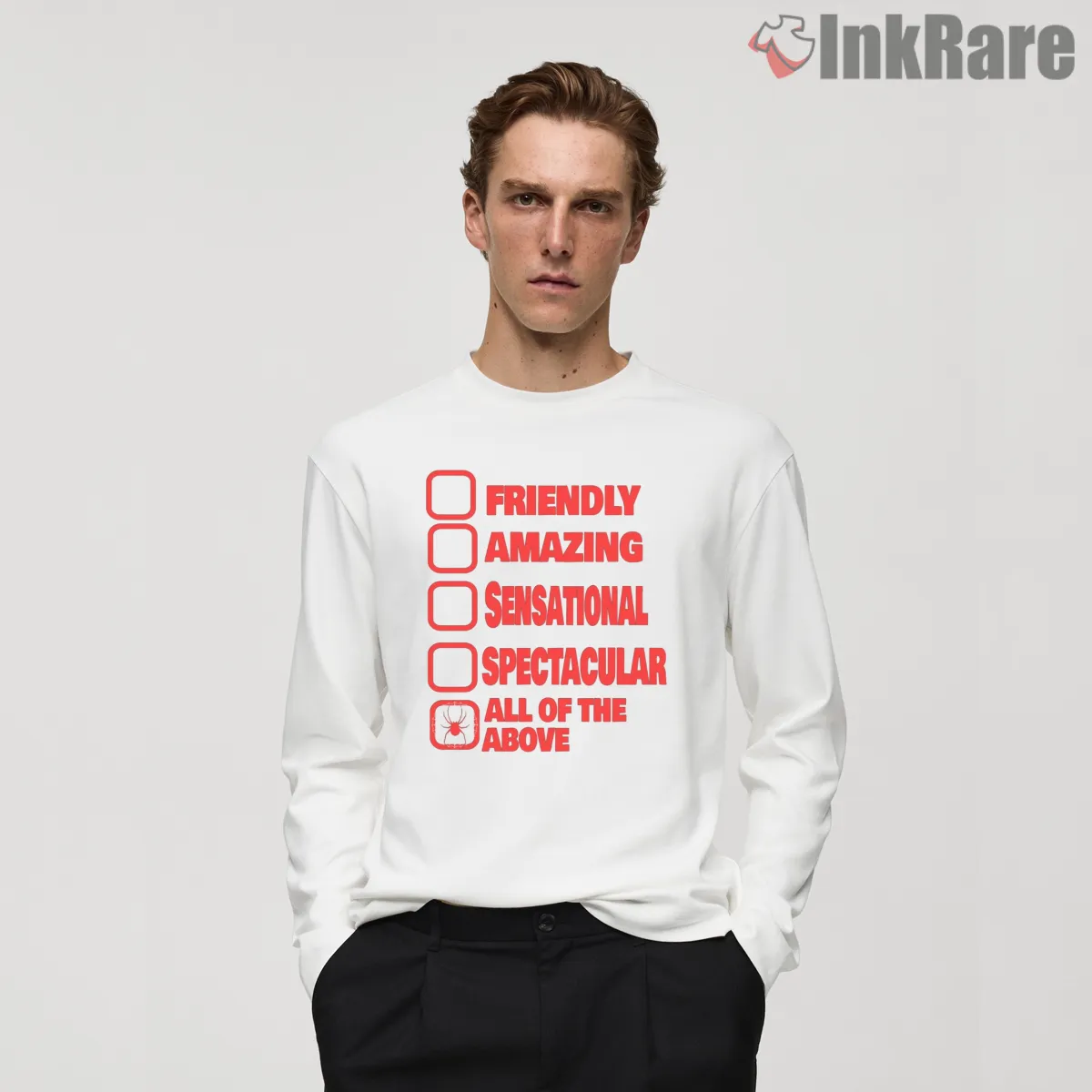 Spider Hero Traits Checklist Funny Graphic Long Sleeve White Spider Hero Traits Checklist Funny Graphic Shirt on white long sleeve shirt for men graphic tee