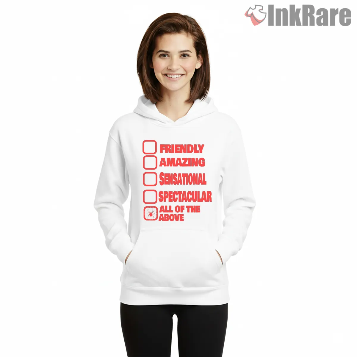 Spider Hero Traits Checklist Funny Graphic Shirt on white hoodie for women graphic tee