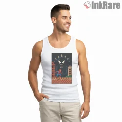 Spider Man 8 Bit Arcade Showdown Retro Game Shirt on white tank top for men graphic tee