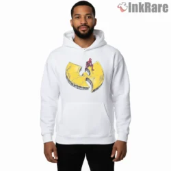 Spider Man On Cracked Wu Emblem Shirt on white hoodie for men graphic tee