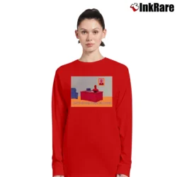 Women’s Spiderman Desk Meme Marvel Comic Long-Sleeve Top in red | Sleek, Versatile, All-Season