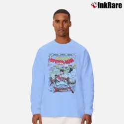 Men’s Spiderman Vs Mysterio Marvel Comic Long-Sleeve Shirt in light blue | Sleek, Lightweight, Year-Round Wear