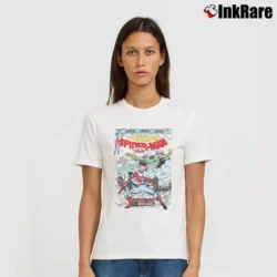 Women’s Spiderman Vs Mysterio Marvel Comic Signature T-Shirt in white | Soft, Flattering Fit