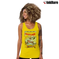 Women’s Spiderman Vs Mysterio Marvel Comic Tank Top in yellow | Lightweight, Movement-Friendly