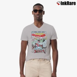 Men’s Spiderman Vs Mysterio Marvel Comic V-Neck Tee in sport grey | Sharp, Breathable, Everyday Staple