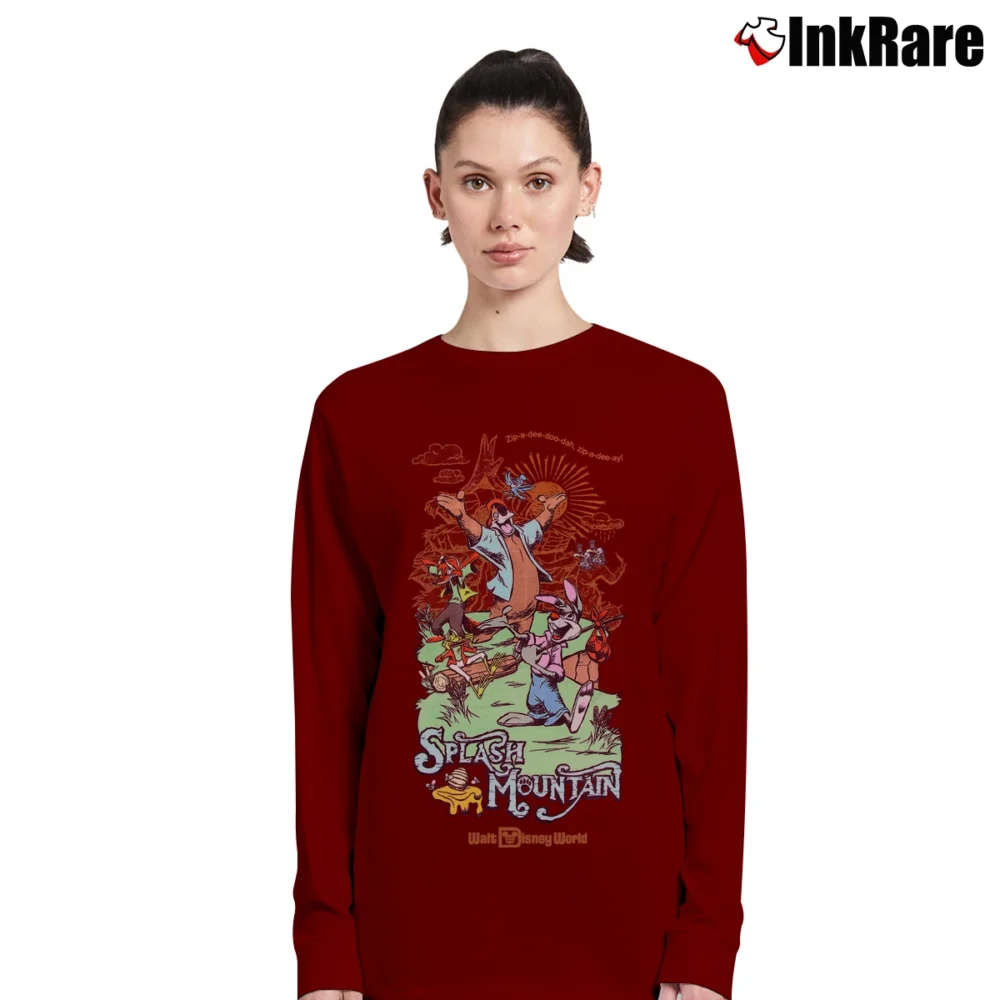 Women’s Splash Mountain Poster Pin Walt Disney World Long-Sleeve Top in maroon | Sleek, Versatile, All-Season