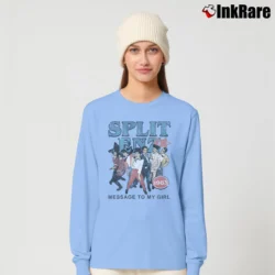 Women’s split enz message to my girl new wave band Long-Sleeve Top in light blue | Sleek, Versatile, All-Season