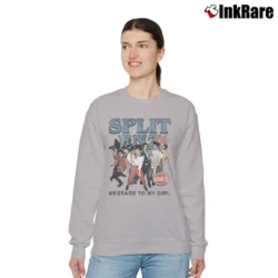 Women’s split enz message to my girl new wave band Relaxed Sweatshirt in sport grey | Soft, Laid-Back Vibe