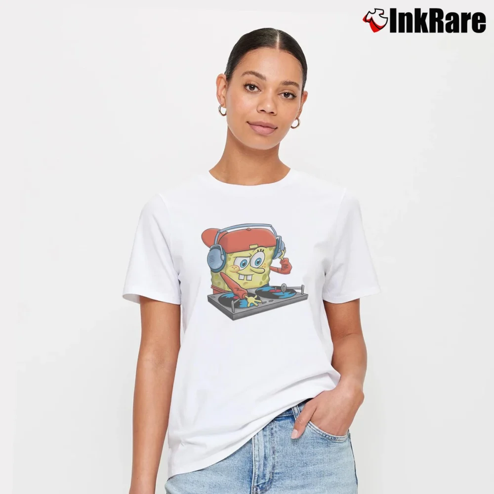 Women’s Spongebob DJ Classic Signature T-Shirt in white | Soft, Flattering Fit