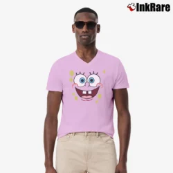 Men’s Spongebob Face Classic V-Neck Tee in light pink | Sharp, Breathable, Everyday Staple