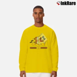 Men’s Spongebob Inspired By Gucci Parody Funny Graphic Long-Sleeve Shirt in yellow | Sleek, Lightweight, Year-Round Wear