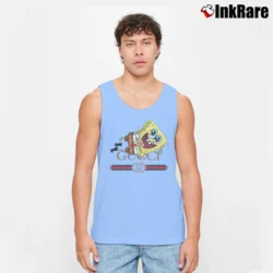 Men’s Spongebob Inspired By Gucci Parody Funny Graphic Tank Top in light blue | Breathable, Active-Friendly Design