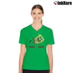 Women’s Spongebob Inspired By Gucci Parody Funny Graphic V-Neck Tee in irish green | Chic Neckline, Soft Texture