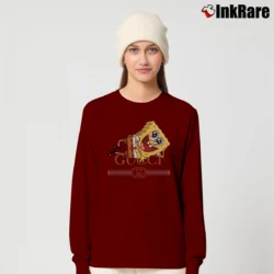 Women’s Spongebob Inspired By Gucci Parody Funny Long-Sleeve Top in maroon | Sleek, Versatile, All-Season