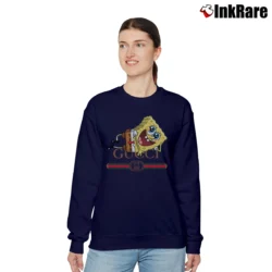 Women’s Spongebob Inspired By Gucci Parody Funny Relaxed Sweatshirt in navy | Soft, Laid-Back Vibe