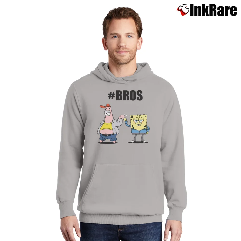 Men’s Spongebob Patrick Bros Fist Bump Distressed For Men Pullover Hoodie in sport grey | Cozy, Durable, Modern Fit